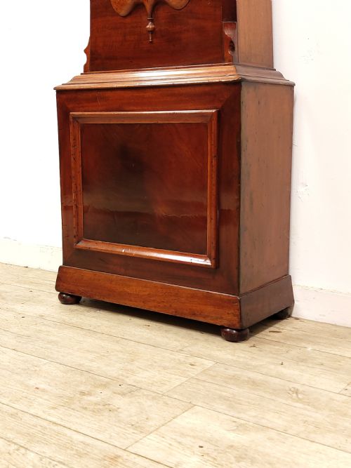 ANTIQUE WILLIAM IV SATIN MAHOGANY 8 DAY DRUM HEAD LONGCASE GRANDFATHER CLOCK BY W TAYLOR OF GLASGOW - ADDITIONAL PHOTO 10