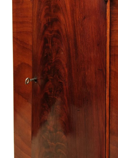 ANTIQUE WILLIAM IV SATIN MAHOGANY 8 DAY DRUM HEAD LONGCASE GRANDFATHER CLOCK BY W TAYLOR OF GLASGOW - ADDITIONAL PHOTO 12