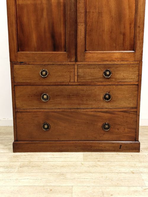 ANTIQUE EDWARDIAN WALNUT LINEN PRESS WARDROBE ARMOIRE COMPACTUM - ADDITIONAL PHOTO 1