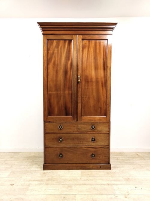 antique edwardian walnut linen press wardrobe armoire compactum - CATEGORY: ANTIQUE CUPBOARDS - DATED EDWARDIAN