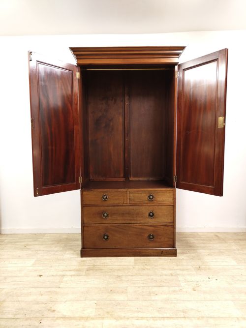 ANTIQUE EDWARDIAN WALNUT LINEN PRESS WARDROBE ARMOIRE COMPACTUM - ADDITIONAL PHOTO 5
