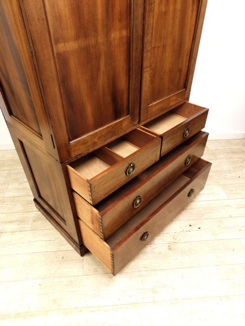ANTIQUE EDWARDIAN WALNUT LINEN PRESS WARDROBE ARMOIRE COMPACTUM - ADDITIONAL PHOTO 11