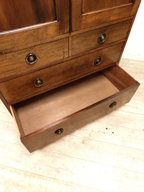 ANTIQUE EDWARDIAN WALNUT LINEN PRESS WARDROBE ARMOIRE COMPACTUM - ADDITIONAL PHOTO 13