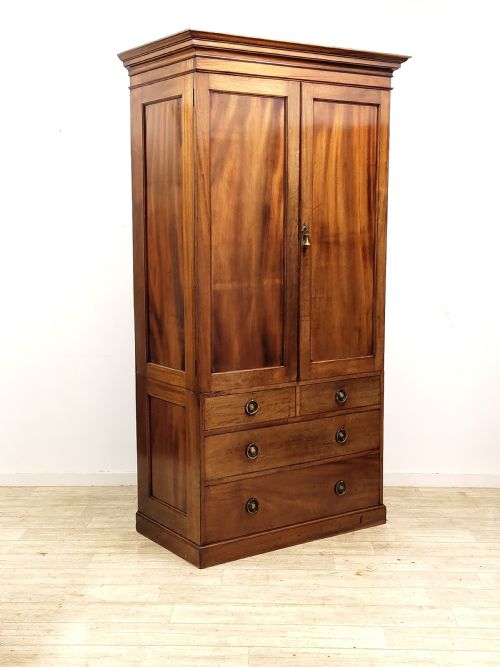 ANTIQUE EDWARDIAN WALNUT LINEN PRESS WARDROBE ARMOIRE COMPACTUM - ADDITIONAL PHOTO 14