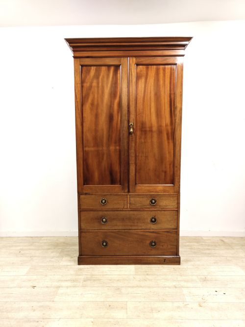 ANTIQUE EDWARDIAN WALNUT LINEN PRESS WARDROBE ARMOIRE COMPACTUM - ADDITIONAL PHOTO 15