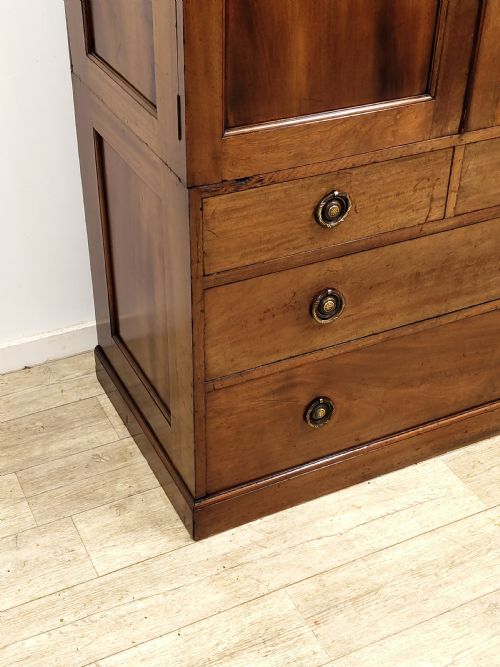 ANTIQUE EDWARDIAN WALNUT LINEN PRESS WARDROBE ARMOIRE COMPACTUM - ADDITIONAL PHOTO 16