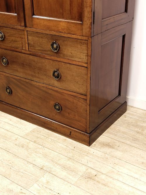 ANTIQUE EDWARDIAN WALNUT LINEN PRESS WARDROBE ARMOIRE COMPACTUM - ADDITIONAL PHOTO 17