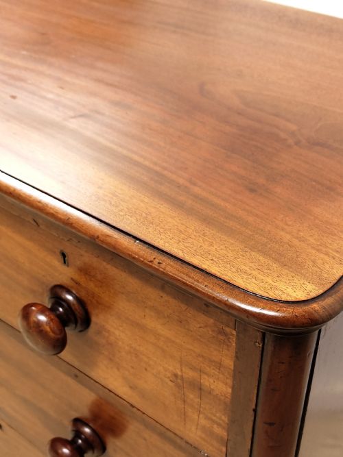 ANTIQUE VICTORIAN SOLID MAHOGANY CHEST OF DRAWERS BY JAS SHOOLBRED CO - ADDITIONAL PHOTO 5