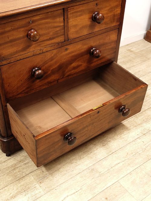 ANTIQUE VICTORIAN SOLID MAHOGANY CHEST OF DRAWERS BY JAS SHOOLBRED CO - ADDITIONAL PHOTO 7