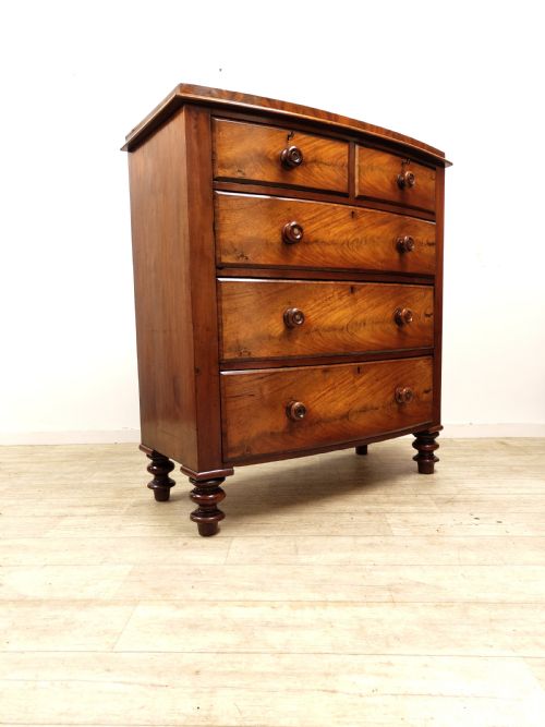 ANTIQUE VICTORIAN MAHOGANY BOW FRONT CHEST OF DRAWERS - ADDITIONAL PHOTO 15