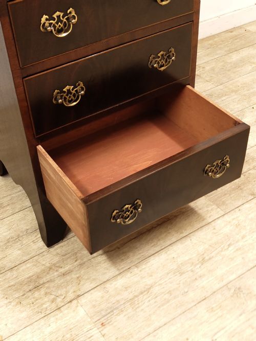 ANTIQUE VICTORIAN MAHOGANY DIMINUTIVE SLIM 6 HEIGHT CHEST OF DRAWERS - ADDITIONAL PHOTO 9
