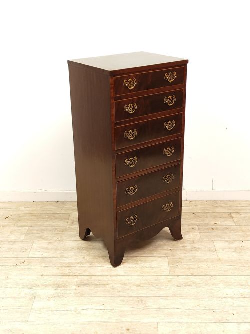 antique victorian mahogany diminutive slim 6 height chest of drawers - CATEGORY: ANTIQUE CHEST OF DRAWERS - DATED VICTORIAN