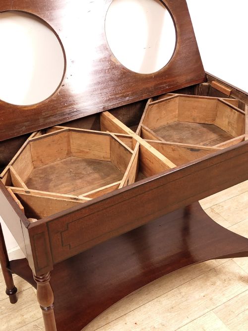 ANTIQUE GEORGIAN SOLID MAHOGANY DOUBLE HIS HERS WASH STAND - ADDITIONAL PHOTO 9