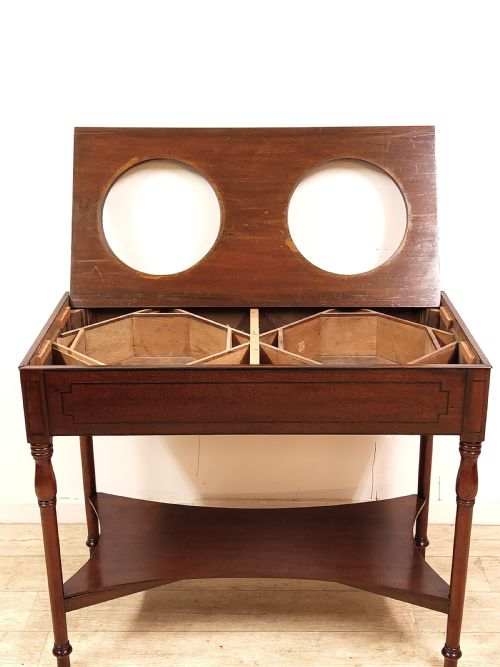 ANTIQUE GEORGIAN SOLID MAHOGANY DOUBLE HIS HERS WASH STAND - ADDITIONAL PHOTO 10