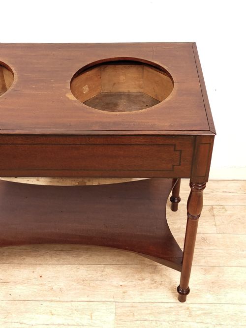 ANTIQUE GEORGIAN SOLID MAHOGANY DOUBLE HIS HERS WASH STAND - ADDITIONAL PHOTO 12