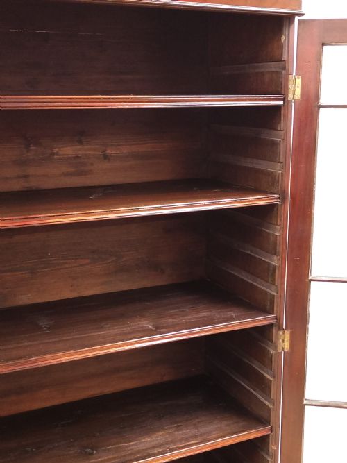 LARGE ANTIQUE SOLID MAHOGANY LATE GEORGIAN ASTRAGAL GLAZED ADJUSTABLE BOOKCASE - ADDITIONAL PHOTO 8