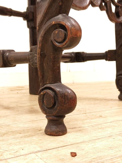 MATCHING PAIR OF ANTIQUE ORIGINAL 17TH CENTURY CAROLEAN CHARLES II WALNUT CANE CARVED CHAIRS - ADDITIONAL PHOTO 1