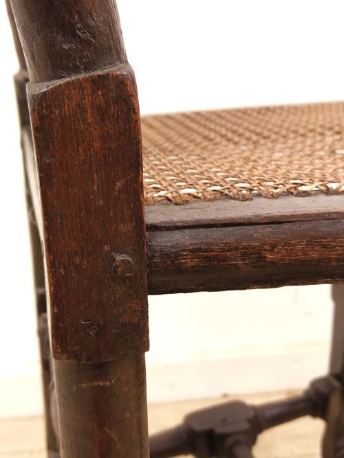MATCHING PAIR OF ANTIQUE ORIGINAL 17TH CENTURY CAROLEAN CHARLES II WALNUT CANE CARVED CHAIRS - ADDITIONAL PHOTO 10