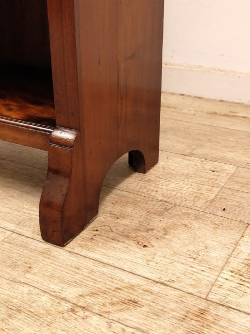 SMALL ANTIQUE EDWARDIAN SOLID MAHOGANY ADJUSTABLE OPEN BOOKCASE - ADDITIONAL PHOTO 11