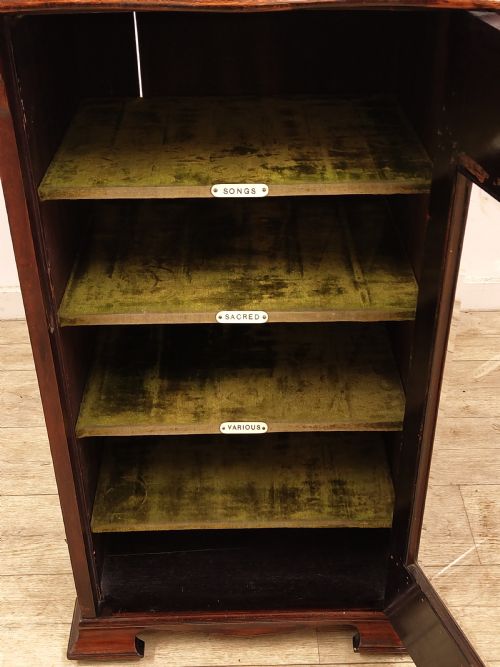 ANTIQUE EDWARDIAN WALNUT MUSIC CABINET - ADDITIONAL PHOTO 7