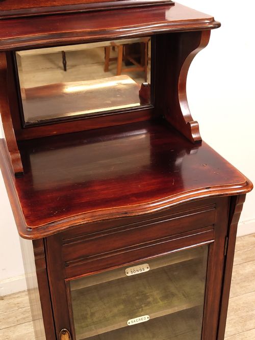 ANTIQUE EDWARDIAN WALNUT MUSIC CABINET - ADDITIONAL PHOTO 9