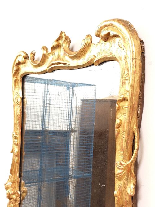 ANTIQUE DISTRESSED LATE 18TH CENTURY MERCURY PLATE GILTWOOD MIRROR - ADDITIONAL PHOTO 8