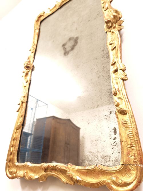 ANTIQUE DISTRESSED LATE 18TH CENTURY MERCURY PLATE GILTWOOD MIRROR - ADDITIONAL PHOTO 13