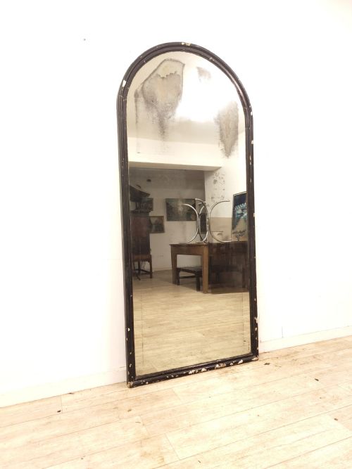 antique 6 ft tall dome top victorian ebonised distressed mirror - CATEGORY: ANTIQUE MIRRORS - DATED VICTORIAN