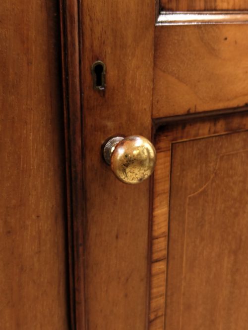 ANTIQUE EDWARDIAN SOLID MAHOGANY DOUBLE WARDROBE LINEN PRESS ARMOIRE COMPACTUM - ADDITIONAL PHOTO 7