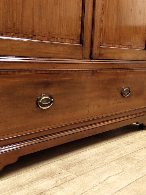 ANTIQUE EDWARDIAN SOLID MAHOGANY DOUBLE WARDROBE LINEN PRESS ARMOIRE COMPACTUM - ADDITIONAL PHOTO 9