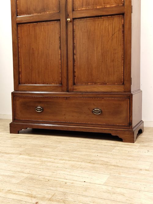ANTIQUE EDWARDIAN SOLID MAHOGANY DOUBLE WARDROBE LINEN PRESS ARMOIRE COMPACTUM - ADDITIONAL PHOTO 11