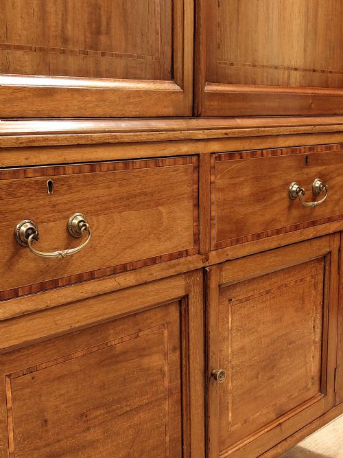 ANTIQUE EDWARDIAN INLAID SOLID MAHOGANY DWARF LINEN CUPBOARD PRESS - ADDITIONAL PHOTO 11
