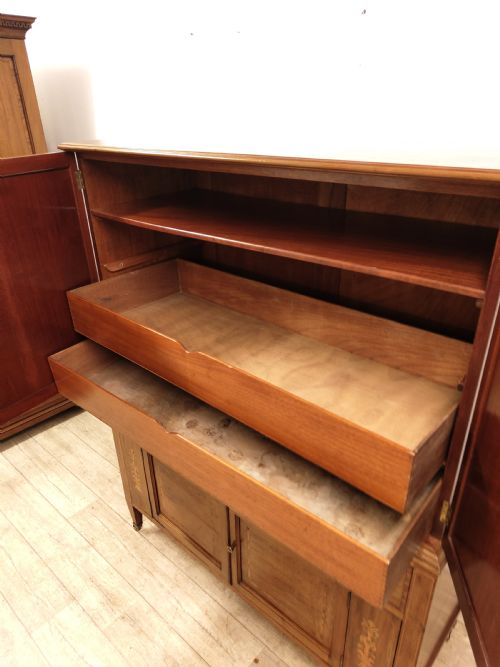 ANTIQUE EDWARDIAN INLAID SOLID MAHOGANY DWARF LINEN CUPBOARD PRESS - ADDITIONAL PHOTO 13