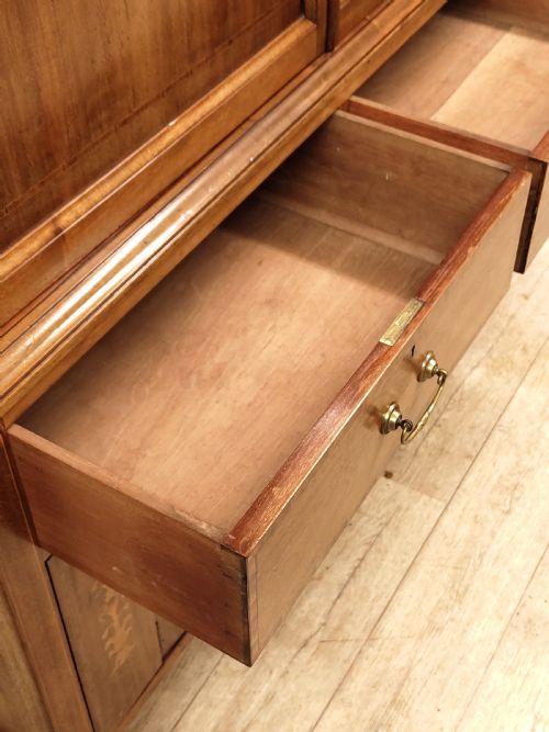 ANTIQUE EDWARDIAN INLAID SOLID MAHOGANY DWARF LINEN CUPBOARD PRESS - ADDITIONAL PHOTO 14