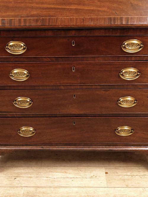 ANTIQUE GEORGIAN SOLID MAHOGANY WRITING BUREAU DESK CHEST - ADDITIONAL PHOTO 7