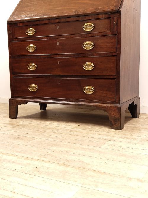 ANTIQUE GEORGIAN SOLID MAHOGANY WRITING BUREAU DESK CHEST - ADDITIONAL PHOTO 1