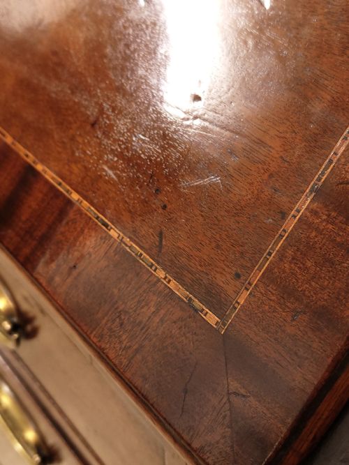 ANTIQUE GEORGIAN SOLID MAHOGANY WRITING BUREAU DESK CHEST - ADDITIONAL PHOTO 3