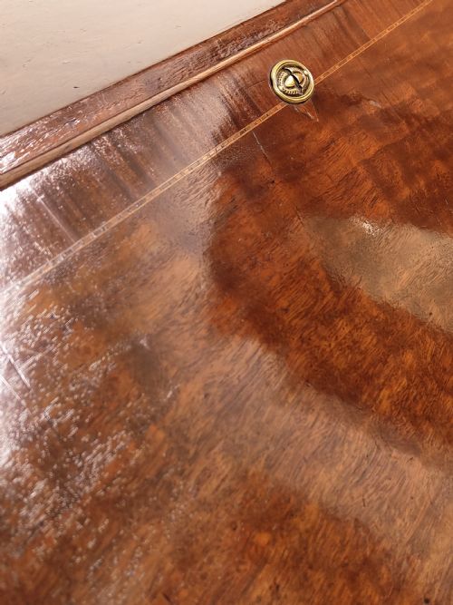 ANTIQUE GEORGIAN SOLID MAHOGANY WRITING BUREAU DESK CHEST - ADDITIONAL PHOTO 4