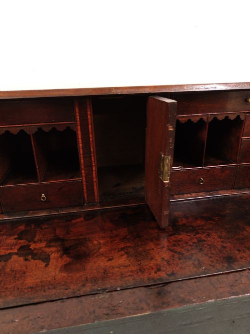 ANTIQUE GEORGIAN SOLID MAHOGANY WRITING BUREAU DESK CHEST - ADDITIONAL PHOTO 5
