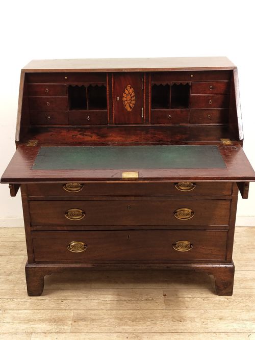 ANTIQUE GEORGIAN SOLID MAHOGANY WRITING BUREAU DESK CHEST - ADDITIONAL PHOTO 10