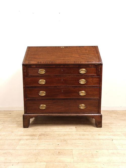 ANTIQUE GEORGIAN SOLID MAHOGANY WRITING BUREAU DESK CHEST - ADDITIONAL PHOTO 11