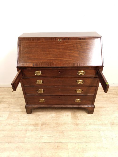ANTIQUE GEORGIAN SOLID MAHOGANY WRITING BUREAU DESK CHEST - ADDITIONAL PHOTO 13