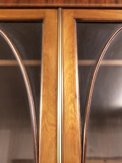 ANTIQUE EDWARDIAN MAHOGANY ASTRAGAL GLAZED ADJUSTABLE BOOKCASE ON CUPBOARD - ADDITIONAL PHOTO 1