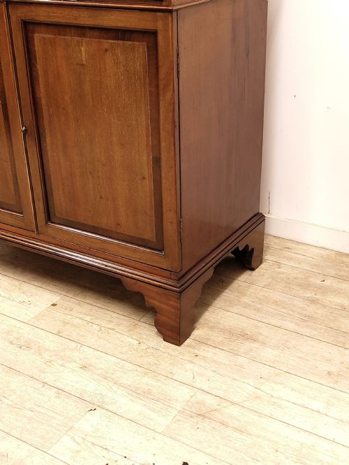 ANTIQUE EDWARDIAN MAHOGANY ASTRAGAL GLAZED ADJUSTABLE BOOKCASE ON CUPBOARD - ADDITIONAL PHOTO 6