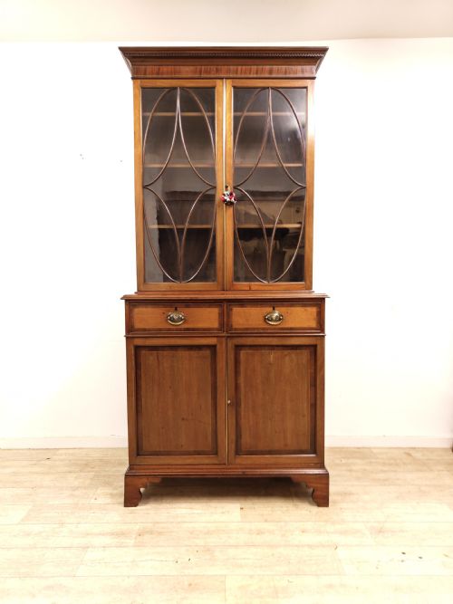 antique edwardian mahogany astragal glazed adjustable bookcase on cupboard - CATEGORY: ANTIQUE BOOKCASES - DATED 19TH CENTURY