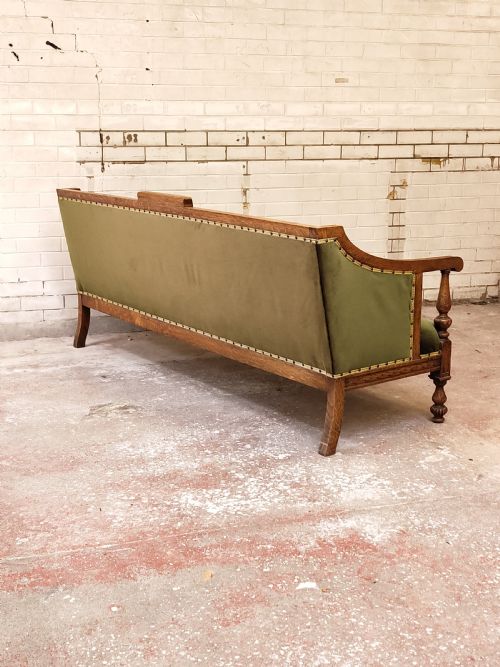 ANTIQUE VICTORIAN SOLID CARVED WALNUT FRAMED COUNTRY HOUSE SOFA SETTEE - ADDITIONAL PHOTO 4