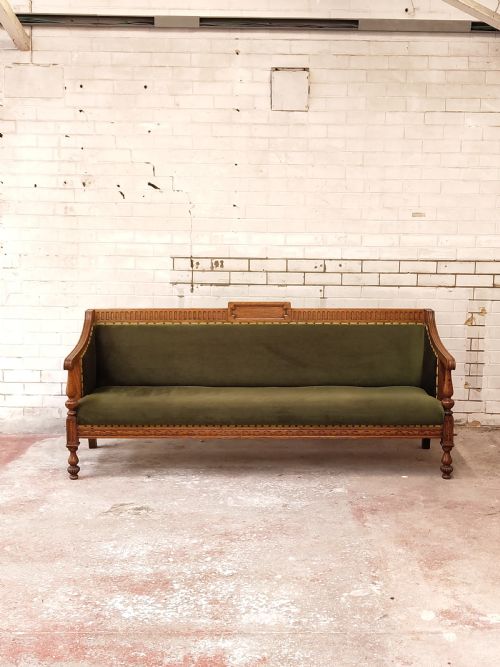 ANTIQUE VICTORIAN SOLID CARVED WALNUT FRAMED COUNTRY HOUSE SOFA SETTEE - ADDITIONAL PHOTO 7