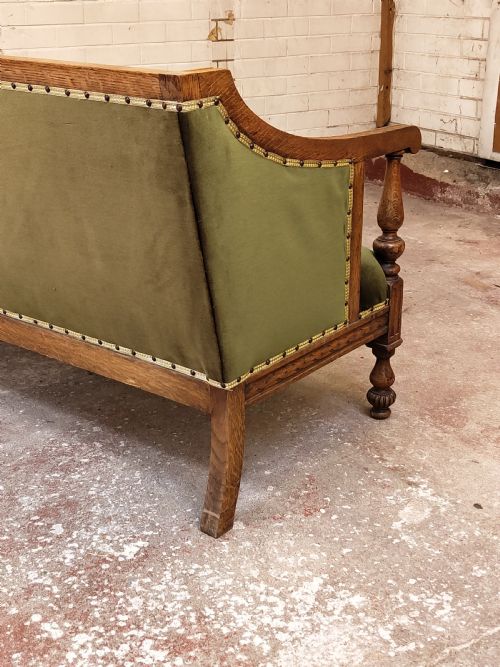 ANTIQUE VICTORIAN SOLID CARVED WALNUT FRAMED COUNTRY HOUSE SOFA SETTEE - ADDITIONAL PHOTO 12