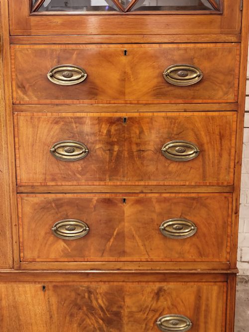 ANTIQUE EDWARDIAN SATIN MAHOGANY WARDROBE ARMOIRE COMPACTUM - ADDITIONAL PHOTO 2