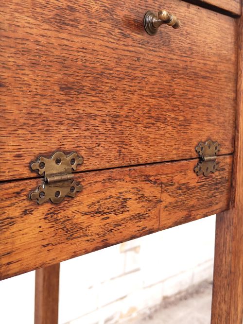 ANTIQUE ARTS CRAFTS SOLID GOLDEN OAK VANITY WASH STAND - ADDITIONAL PHOTO 5